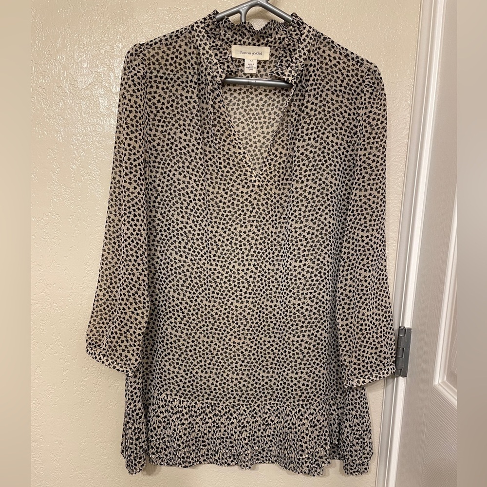 Anthropologie Portrait Girl 6 ruffled hem Clover Sheer peasant hippie boho LG